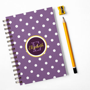 Monogrammad Lila Polka dots Anteckningsbok