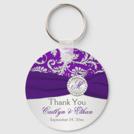 Monogrammad Lila, Silver Wedding Favor Nyckelring