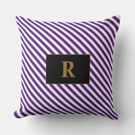 Monogrammad Lila/White Rand Kudde