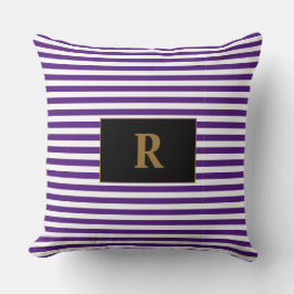 Monogrammad Lila/White Rand Kudde