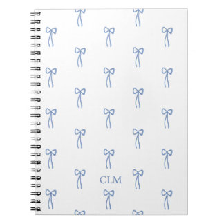 Monogrammad Little Bow Blue-anteckningsbok Anteckningsbok