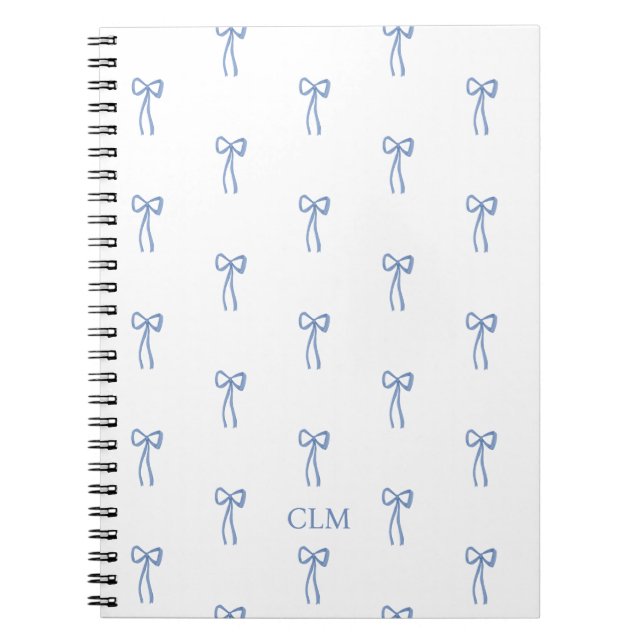 Monogrammad Little Bow Blue-anteckningsbok Anteckningsbok (Framsidan)