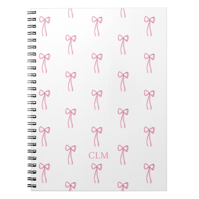 Monogrammad Little Bow Rosa Anteckningsbok (Framsidan)