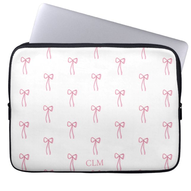 Monogrammad Little Bow Rosa Laptop Fodral (Framsidan)