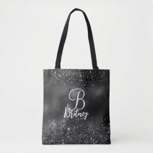 Monogrammad Luxury Black Glamor Glitter Mönster Tygkasse