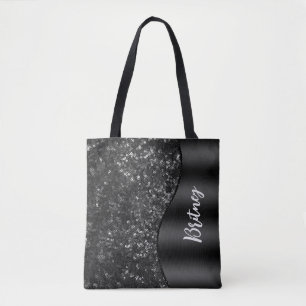 Monogrammad Luxury Black Glamor Glitter Mönster Tygkasse