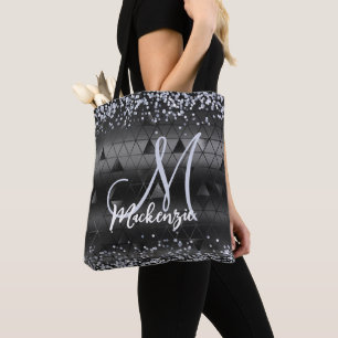 Monogrammad Luxury Black Glamor Glitter Mönster Tygkasse