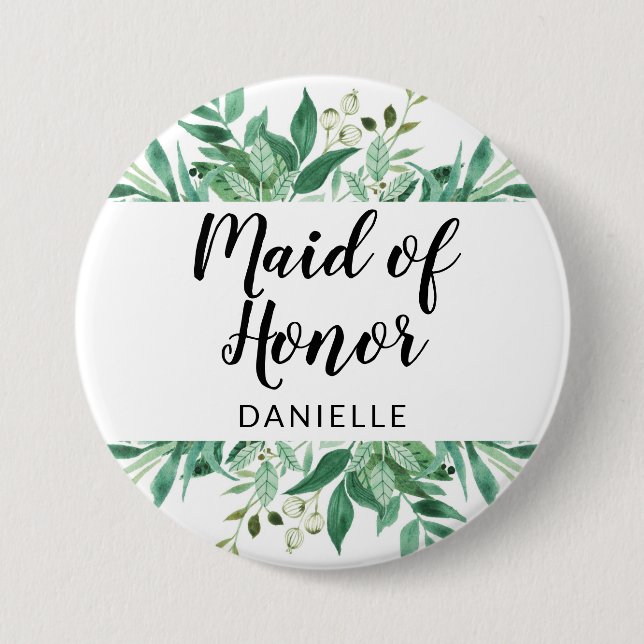 Monogrammad Maid of honor (färsk blomma) Knapp (Framsida)