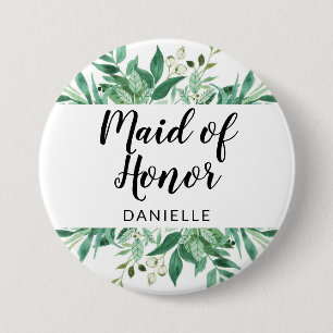Monogrammad Maid of honor (färsk blomma) Knapp