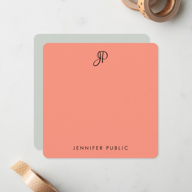 Monogrammad mall för elegant Färg-kalligrafi (Fram/Back In Situ)