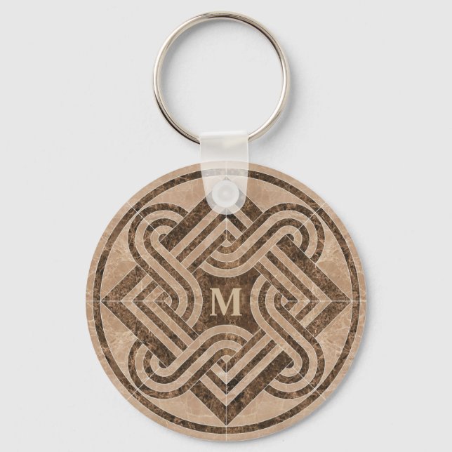 Monogrammad Marble Ornament Keychain Nyckelring (Framsida)