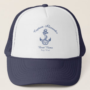 Monogrammad marinblå fästpunkt vid kusten keps