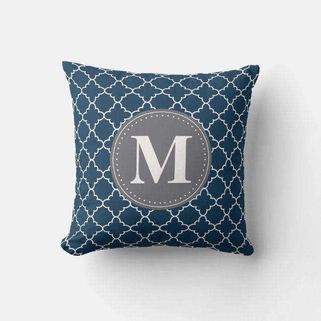 Monogrammad marockansk lattice i marockansk flotta kudde (Framsida)