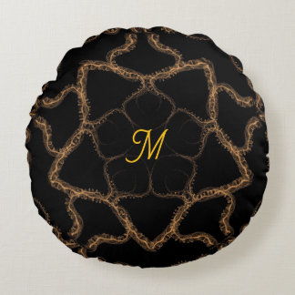 Monogrammad med bestanglad design rund kudde
