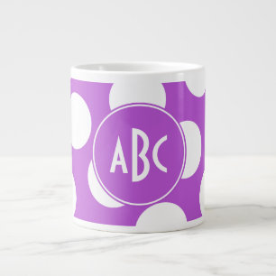 Monogrammad Medium Orchid och White Polka dots Jumbo Mugg