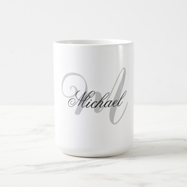 Monogrammad, minimalistisk, vanlig modern kaffemugg (Center)