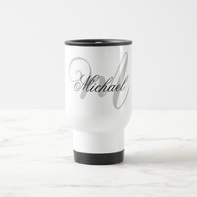 Monogrammad, minimalistisk, vanlig modern resemugg (Center)