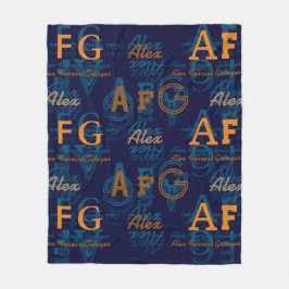 Monogrammad Modern Collage of Initialer & Namn Fleecefilt