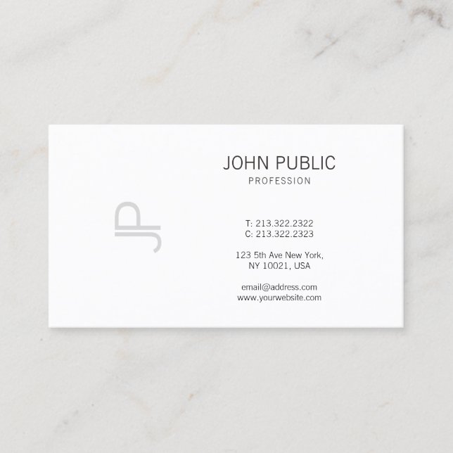 Monogrammad Modern Elegant Professionell Plain Visitkort (Framsida)