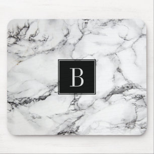 Monogrammad Modern Grått & White Marble Struktur Musmatta