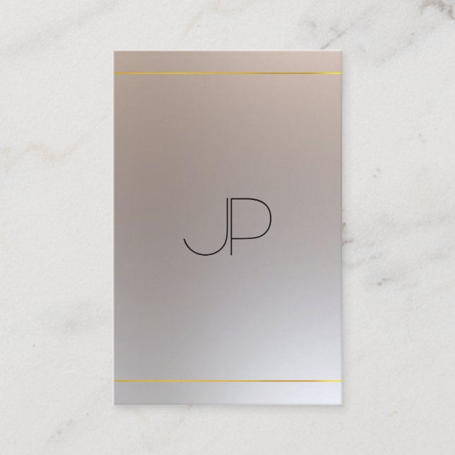 Monogrammad Modern Guld Silver-sökmall Visitkort (Framsida)