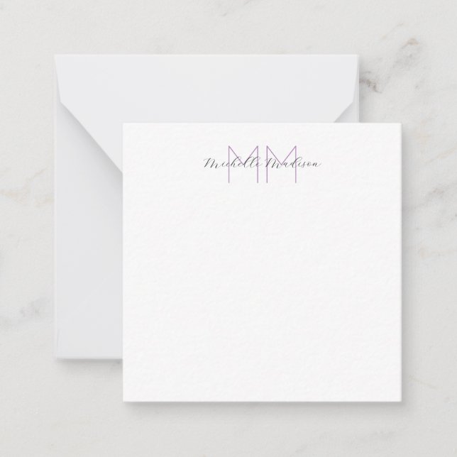 Monogrammad Modern Handwrite Namn Initialer Anteckningskort (Framsida)