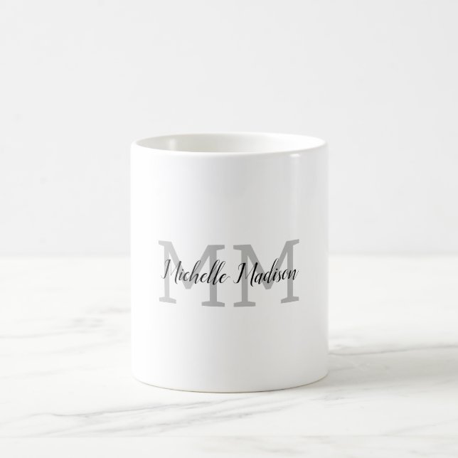 Monogrammad Modern Handwrite Namn Initialer Kaffemugg (Center)