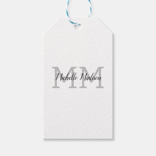Monogrammad Modern Handwrite Namn Initialer Presentetikett (Framsidan)