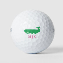 Monogrammad Modern Initialer Rosa Grönt Whale
