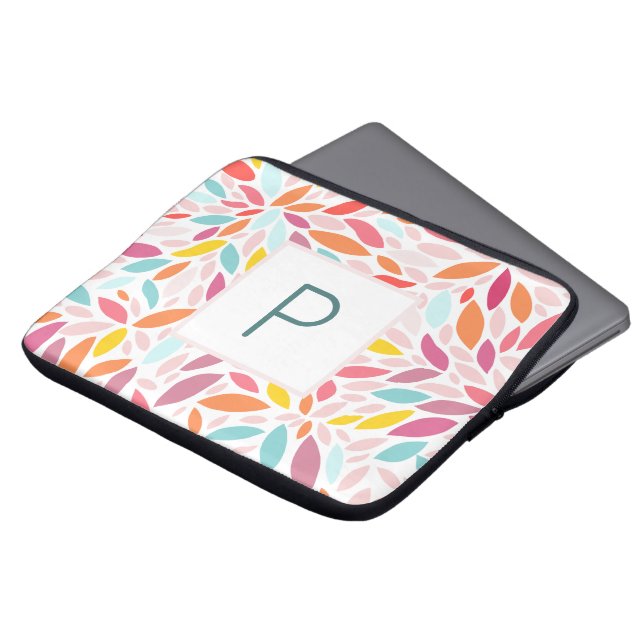 Monogrammad Modern Löv Mosaic i Vibrant Pastels Laptop Fodral (Framsida topp)