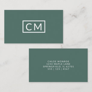 Monogrammad Modern Minimal Snyggt Sage Grönt Visitkort