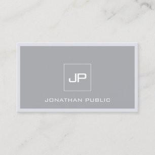 Monogrammad Modern Minimalist Elegant Grått Plain Visitkort