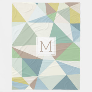 Monogrammad Modern Pastel Geometric Design Fleecefilt