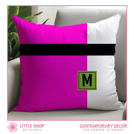 Monogrammad Modern Rosa Black Färg Kudde