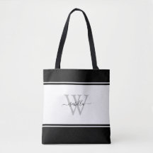 Monogrammad Modern Script Black White