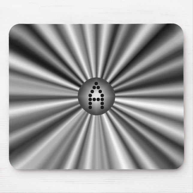 Monogrammad Modern Snyggt Black White Silver Musmatta (Framsidan)