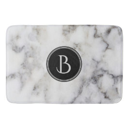 Monogrammad Modern White & Grått Marble Stone Badrumsmatta