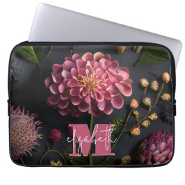Monogrammad moody Blommigt Laptop Fodral