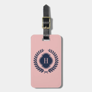 Monogrammad Mörk blått och Rosa Vapensköld av ande Bagagebricka