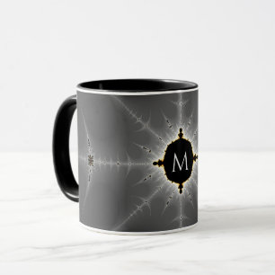 Monogrammad Mörk-Grått och svart fjälltal Mugg