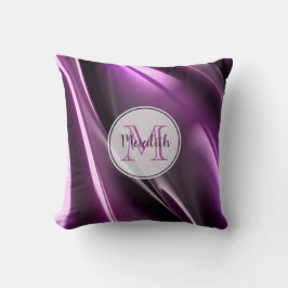 Monogrammad Mörk Lila 3D-grafik Kudde