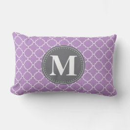 Monogrammad Moroccan Lattice in Lilac / Grått Lumbarkudde