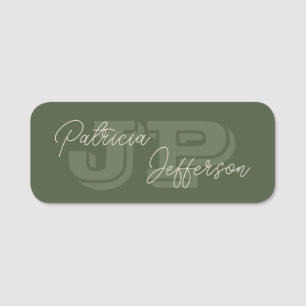 Monogrammad Mustard Gult Handwrite Calligraphy Namnbricka