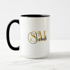 Monogrammad Namn & Elegant Namnteckning kaffe Mugg