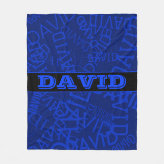 Monogrammad namn med namn i marinblått havsområde fleecefilt