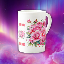 Monogrammad Namn Rosa ros | Benporslin Mugg