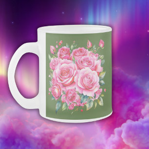 Monogrammad Namn Rosa ros Frostad Glasmugg