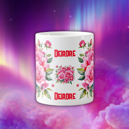 Monogrammad Namn Rosa ros | Jumbo Mugg