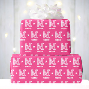 Monogrammad Namn Star Rosa Anpassningsbar Presentpapper