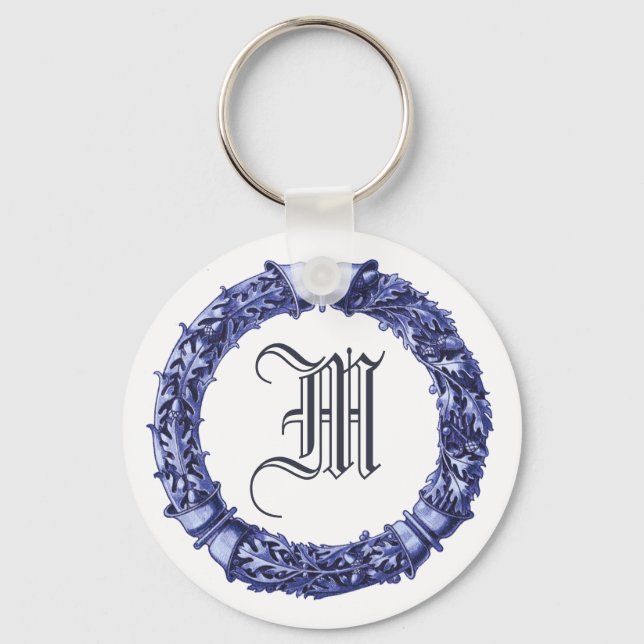 Monogrammad nyckelkedja för blå andedräkt nyckelring (Framsida)